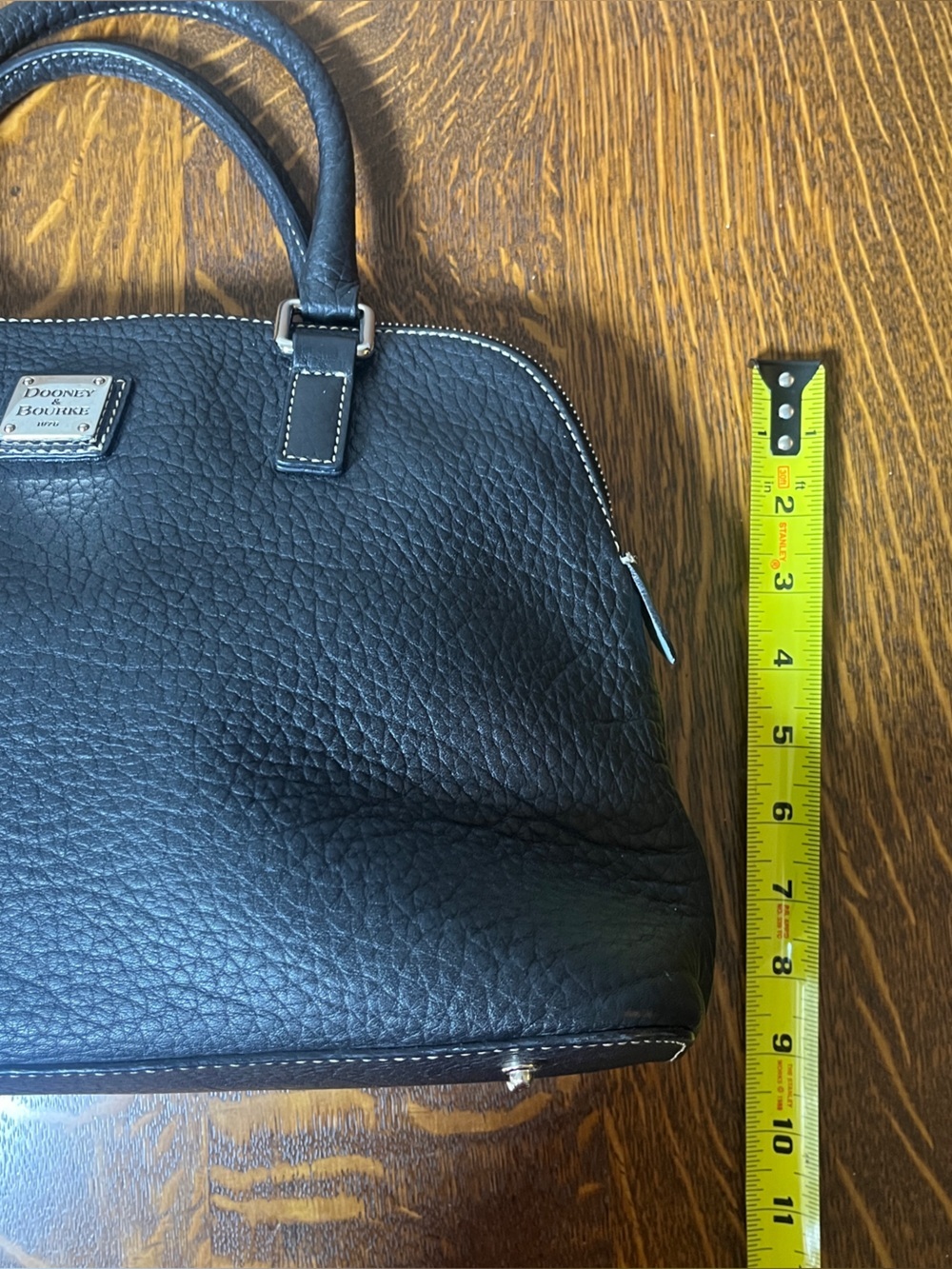 Dooney & Bourke Black Pebbled Leather Satchel with Double Handles - Picture 5 of 7